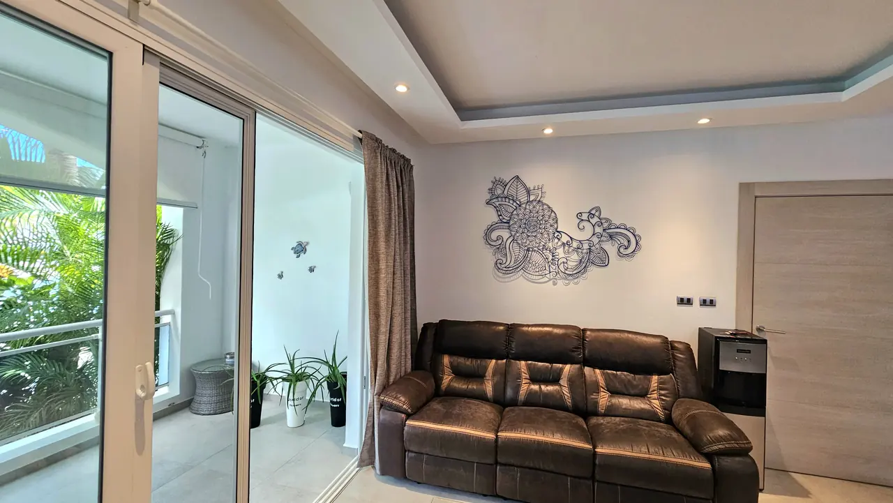 Estrella Dominicus: Living room and kitchen