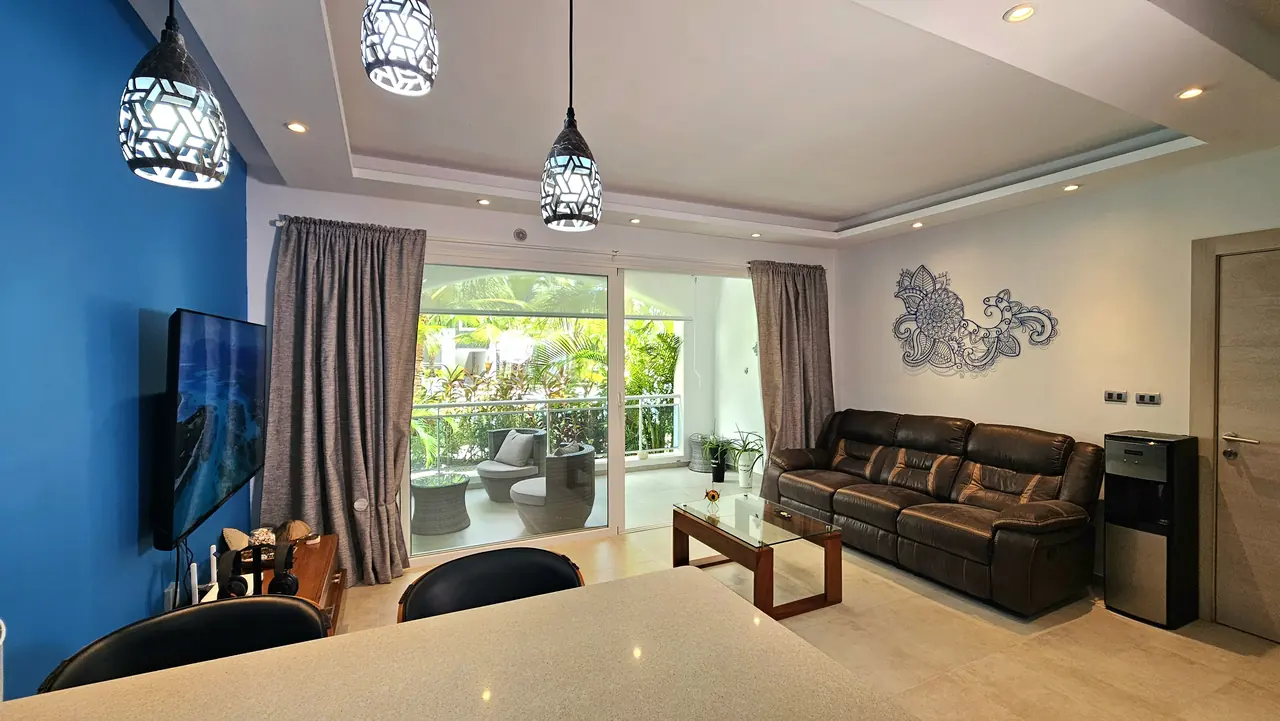 Estrella Dominicus: Living room and kitchen