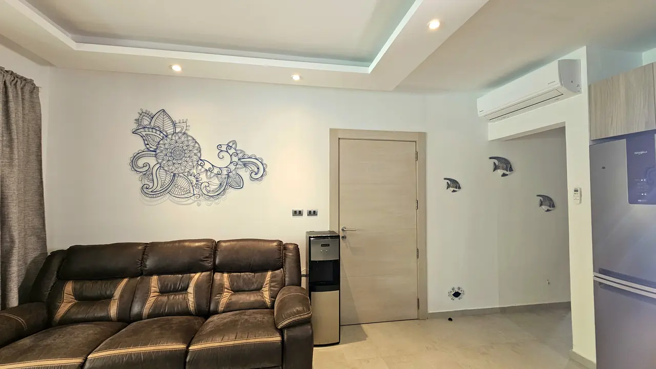 Estrella Dominicus: Living room and kitchen