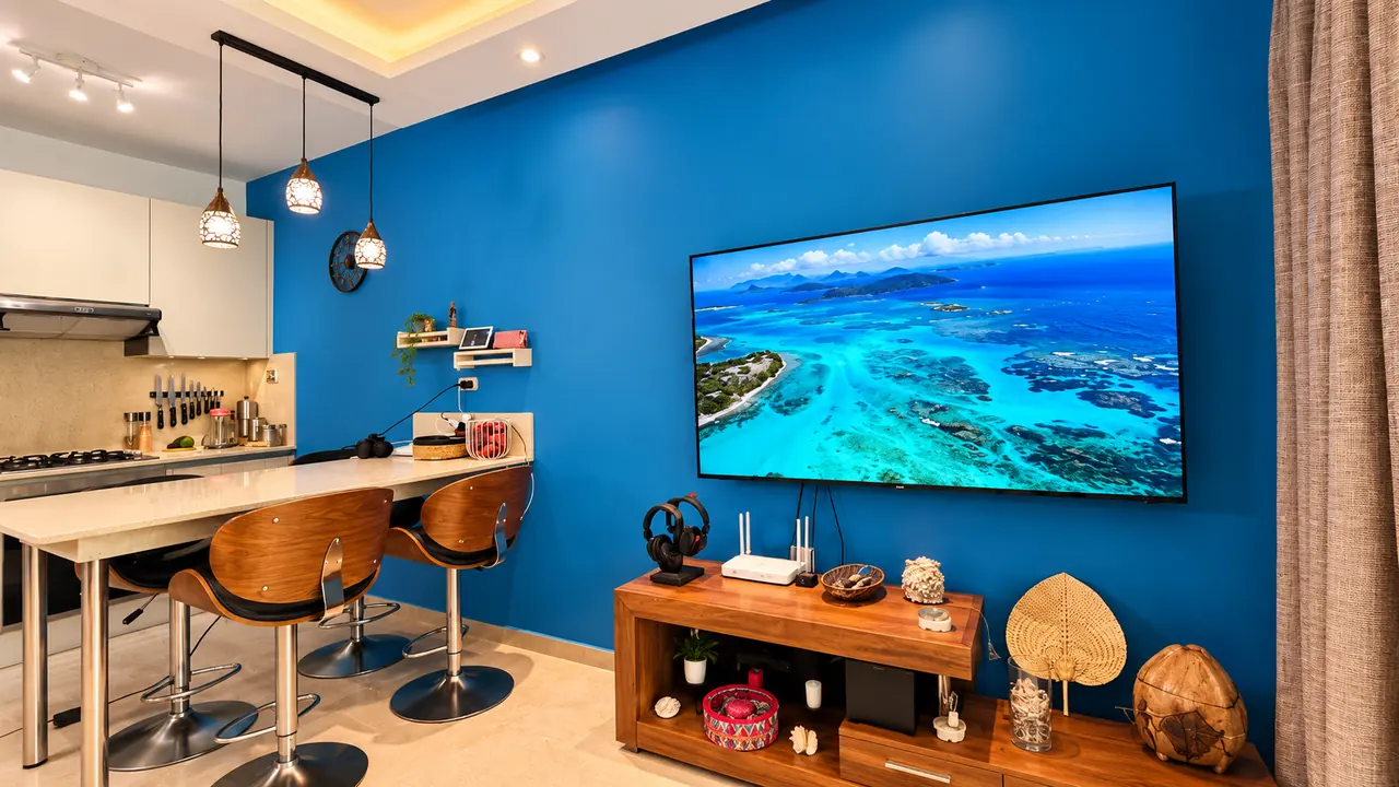 Estrella Dominicus: Living room and kitchen